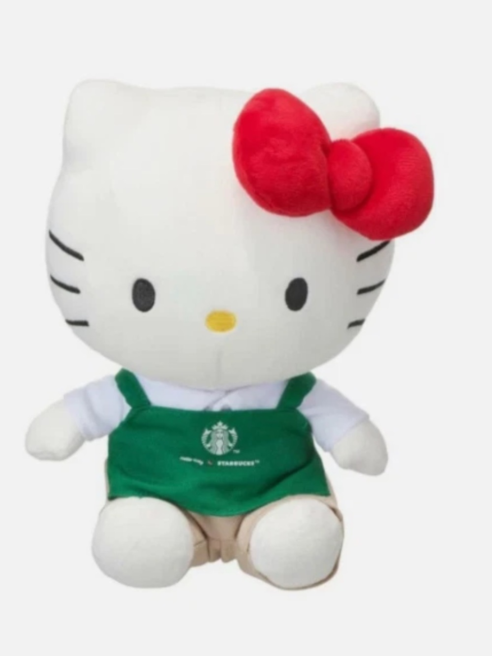 Starbucks Hello Kitty Plush - White Body, Red Bow, Green Apron